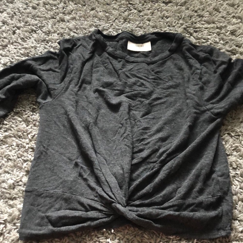 Grey scrunched up on the bottom long sleeve
